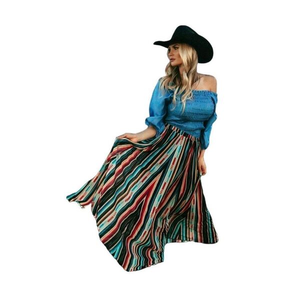 No Brand Dresses & Skirts - Womens Western Serape Kreek Maxi Pull On Showstopper Fiesta Skirt Size 2X / 3X